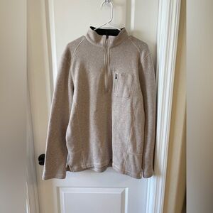 Woolrich Men’s Quarter-Zip Pullover Sweater Fleece – Beige/Tan – Size Large